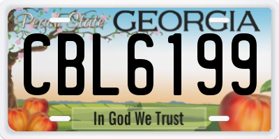 GA license plate CBL6199