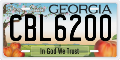 GA license plate CBL6200