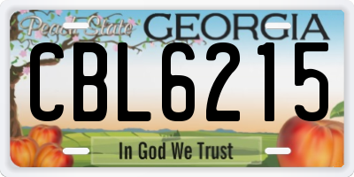 GA license plate CBL6215