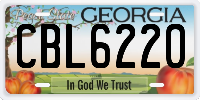 GA license plate CBL6220