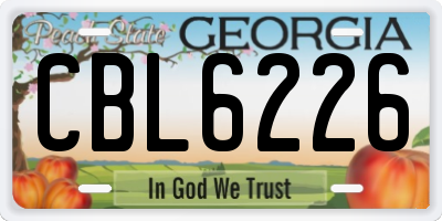 GA license plate CBL6226