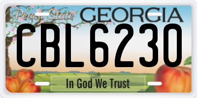 GA license plate CBL6230