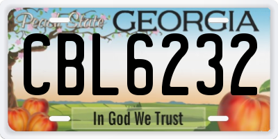 GA license plate CBL6232