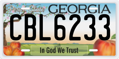 GA license plate CBL6233