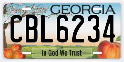 GA license plate CBL6234