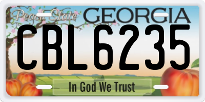 GA license plate CBL6235