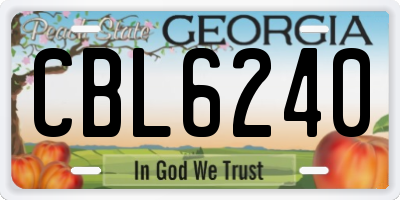 GA license plate CBL6240