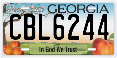 GA license plate CBL6244