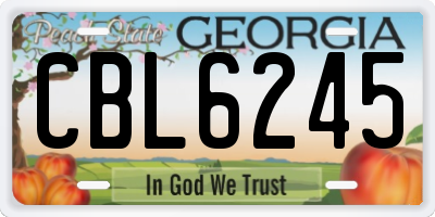 GA license plate CBL6245