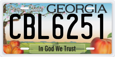 GA license plate CBL6251