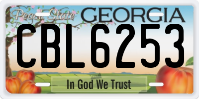 GA license plate CBL6253