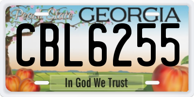 GA license plate CBL6255