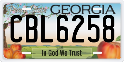 GA license plate CBL6258