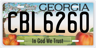 GA license plate CBL6260