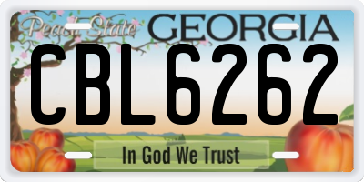 GA license plate CBL6262