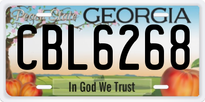 GA license plate CBL6268