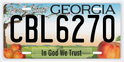 GA license plate CBL6270