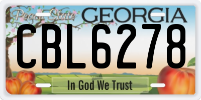 GA license plate CBL6278