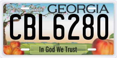 GA license plate CBL6280