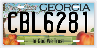 GA license plate CBL6281