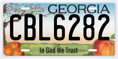 GA license plate CBL6282