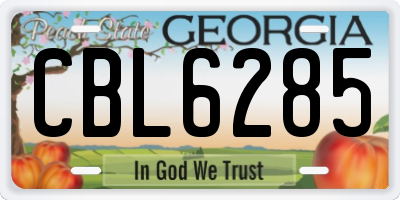GA license plate CBL6285