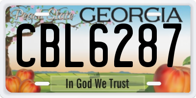 GA license plate CBL6287