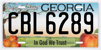 GA license plate CBL6289