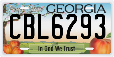 GA license plate CBL6293