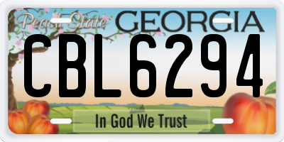 GA license plate CBL6294