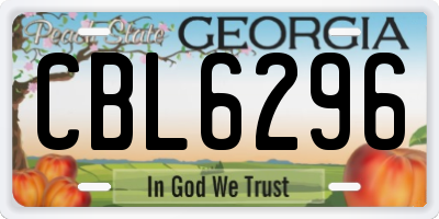 GA license plate CBL6296