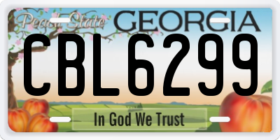 GA license plate CBL6299