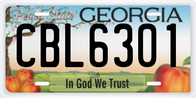 GA license plate CBL6301
