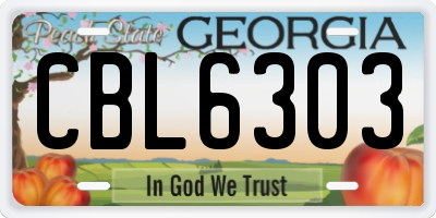 GA license plate CBL6303
