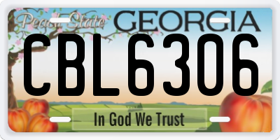 GA license plate CBL6306