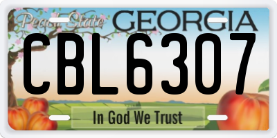GA license plate CBL6307