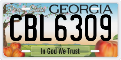 GA license plate CBL6309