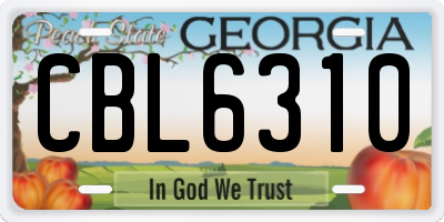 GA license plate CBL6310