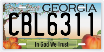 GA license plate CBL6311