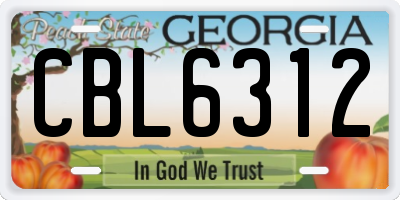 GA license plate CBL6312