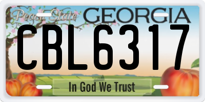 GA license plate CBL6317