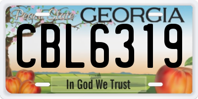 GA license plate CBL6319