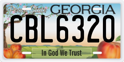 GA license plate CBL6320