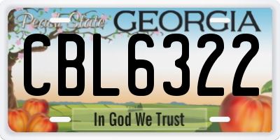 GA license plate CBL6322