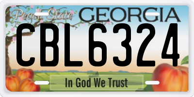 GA license plate CBL6324