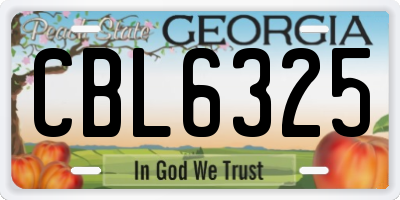 GA license plate CBL6325