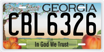 GA license plate CBL6326