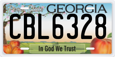 GA license plate CBL6328