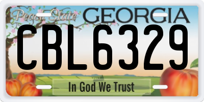 GA license plate CBL6329