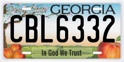 GA license plate CBL6332